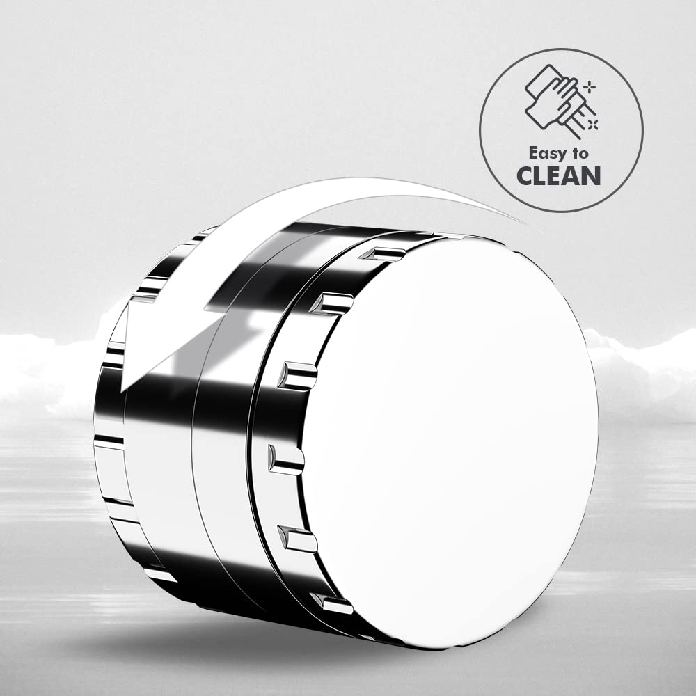 JCASE Edelstahl Grinder 4-teilig Ø 63 mm – Premium Crusher mit Sieb, Pollenschaber, Tasche & Zubehör für Hanf & Cannabis