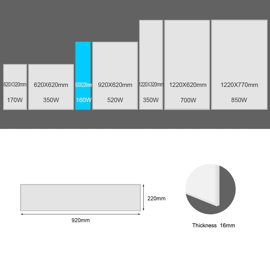 EVOKOR Infrarotheizung 170 W | Wandheizung mit Überhitzungsschutz | Energiesparendes Heizpaneel für Growzelte, Räume & Indoor-Kulturen (920 × 220 mm)