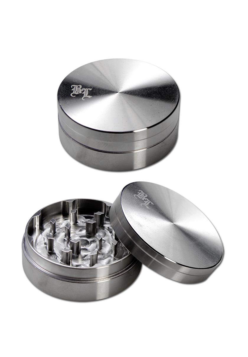 Black Leaf Edelstahl-Grinder 2-teilig Ø 49 mm – Kompakte Premium-Kräutermühle aus rostfreiem Stahl