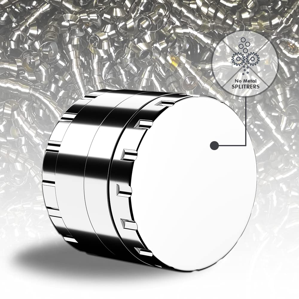 JCASE Edelstahl Grinder 4-teilig Ø 63 mm – Premium Crusher mit Sieb, Pollenschaber, Tasche & Zubehör für Hanf & Cannabis