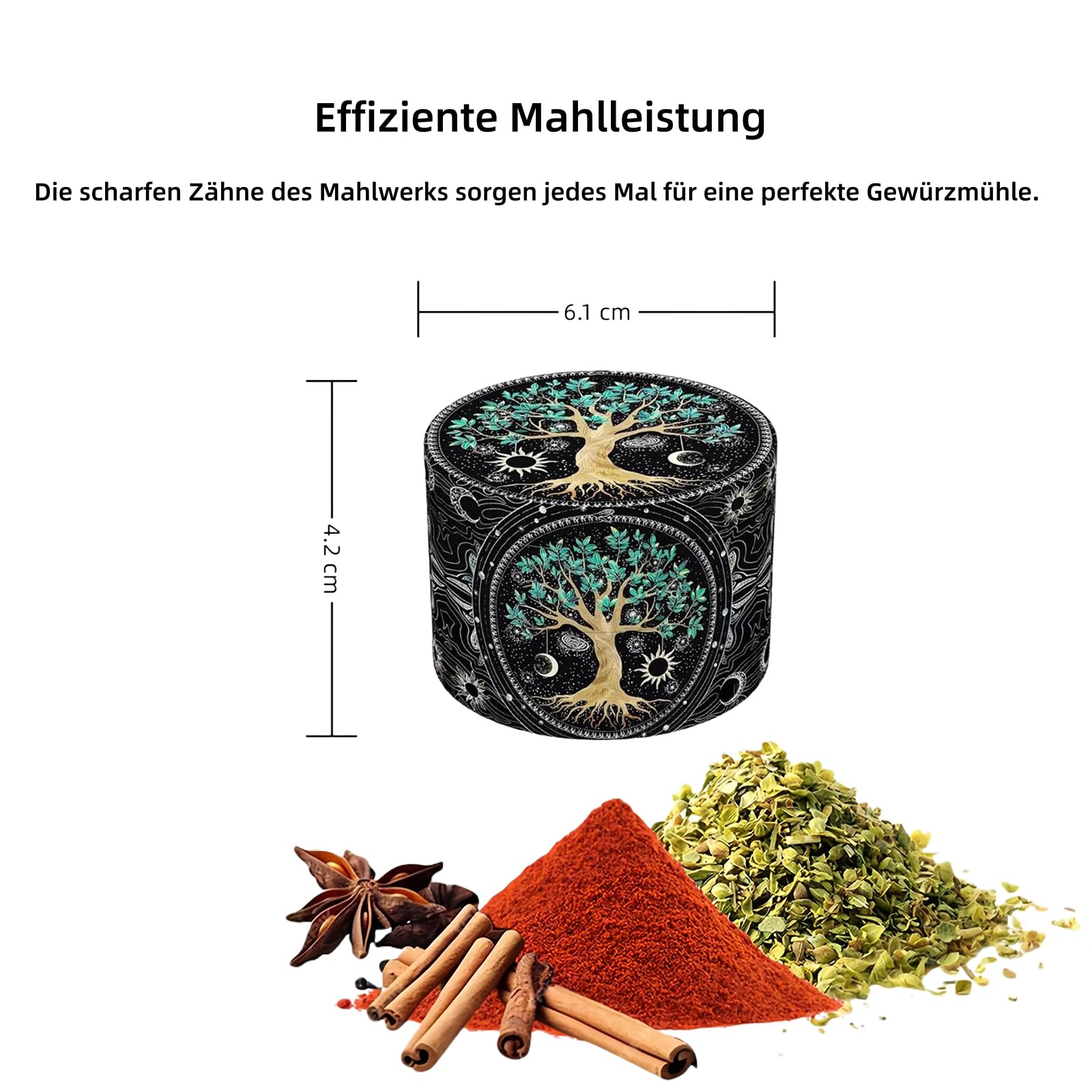 HanTang Metallgrinder 4-teilig Ø 6,1 cm – Robuste Kräutermühle aus Zinklegierung für Hanf, Cannabis & Weed