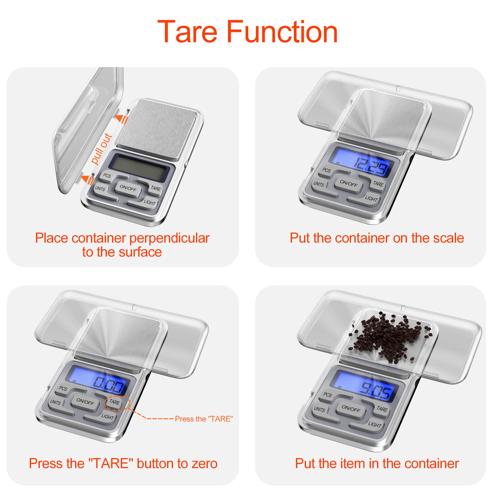 Gvolatee Digitale Taschenwaage 500 g / 0,1 g – Präzise Miniwaage mit LCD-Display, Tara-Funktion & Edelstahlfläche für Hanf, Kräuter & Schmuck
