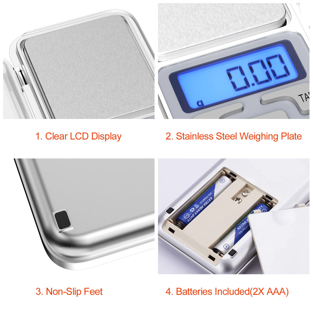 Gvolatee Digitale Taschenwaage 500 g / 0,1 g – Präzise Miniwaage mit LCD-Display, Tara-Funktion & Edelstahlfläche für Hanf, Kräuter & Schmuck