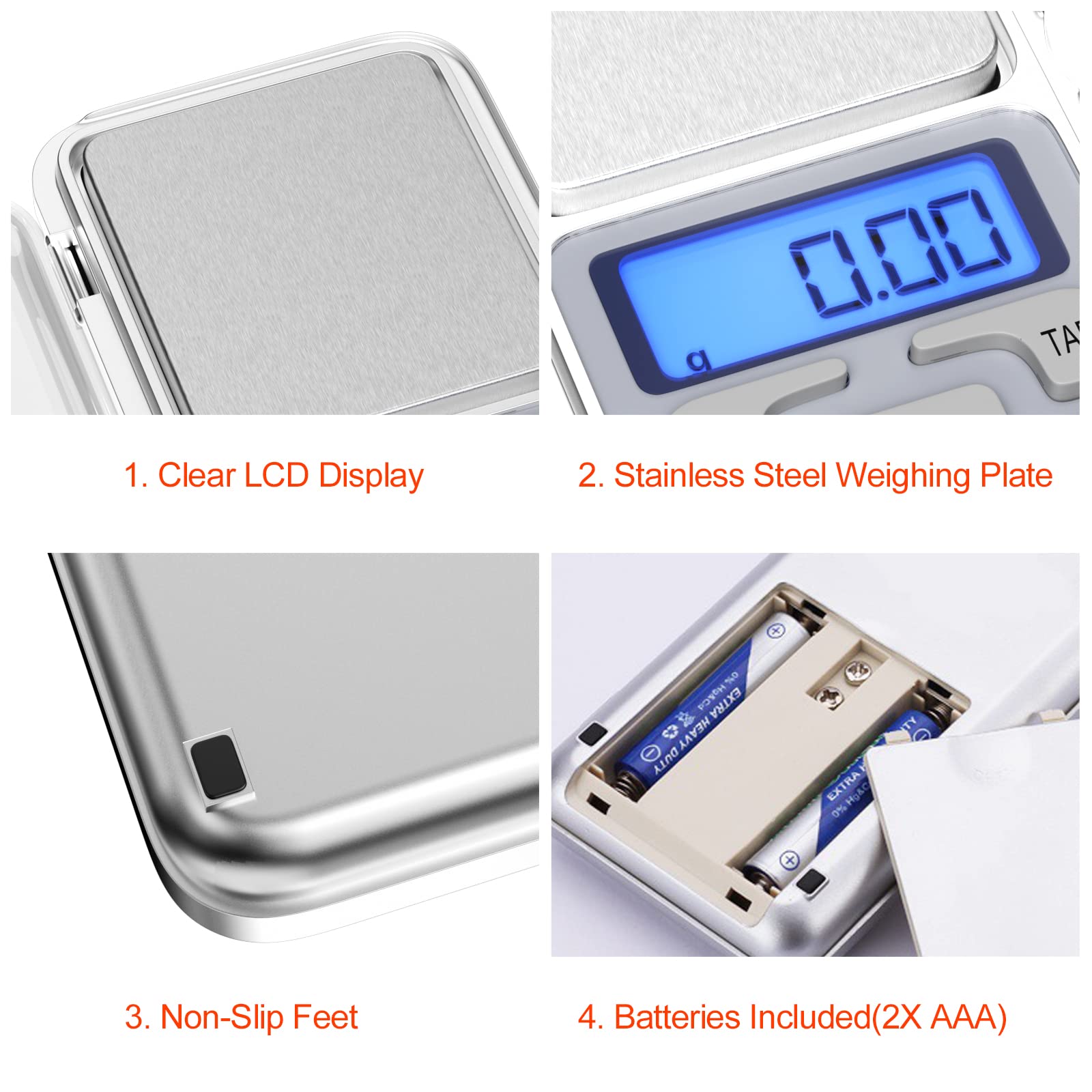 Gvolatee Digitale Taschenwaage 500 g / 0,1 g – Präzise Miniwaage mit LCD-Display, Tara-Funktion & Edelstahlfläche für Hanf, Kräuter & Schmuck