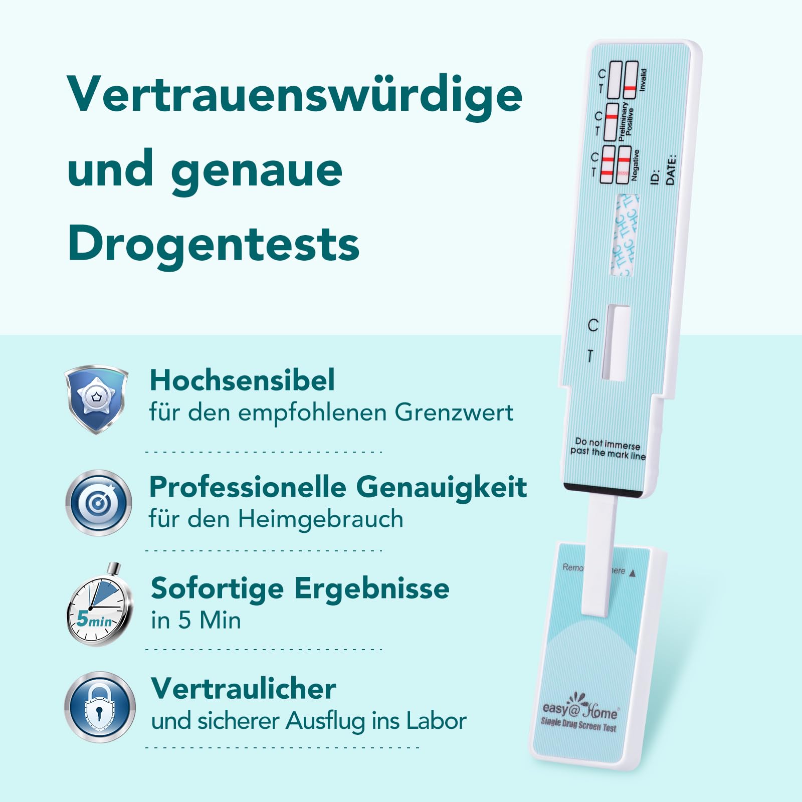 Easy@Home 10× THC Drogentest – Cannabis Schnelltest Urin 50 ng/ml | Genau, schnell & einfach zu Hause anwenden (#EDTH-114)