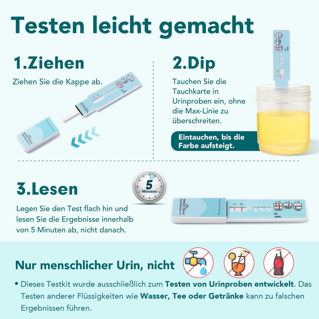 Easy@Home 10× THC Drogentest – Cannabis Schnelltest Urin 50 ng/ml | Genau, schnell & einfach zu Hause anwenden (#EDTH-114)