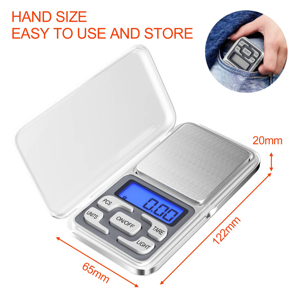Gvolatee Digitale Taschenwaage 500 g / 0,1 g – Präzise Miniwaage mit LCD-Display, Tara-Funktion & Edelstahlfläche für Hanf, Kräuter & Schmuck