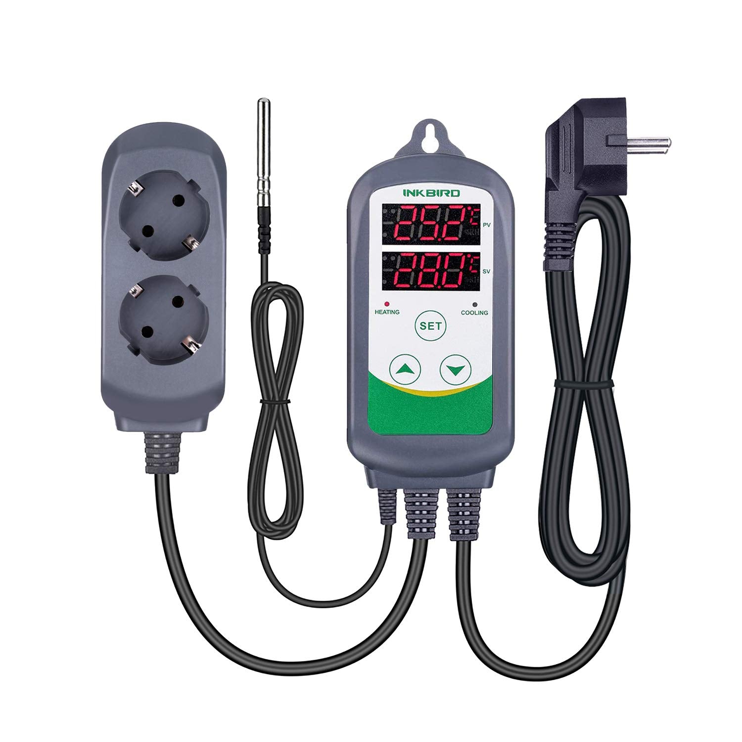Inkbird ITC-308 Digitaler Temperaturregler | Heiz- & Kühlsteuerung | 230 V Thermostat mit Fühler & Doppelrelais