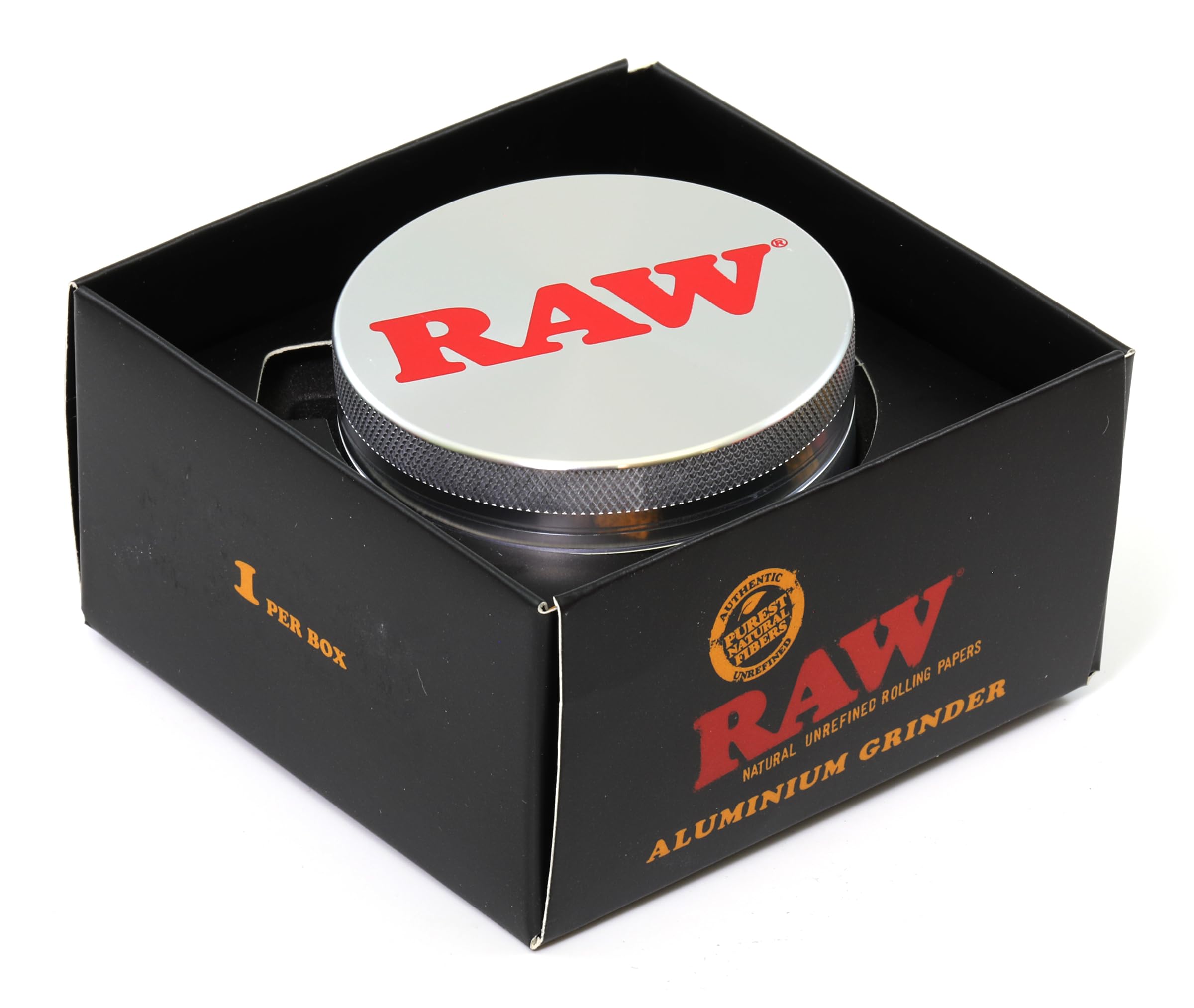 RAW Grinder 4-teilig Ø 56 mm – Hochwertiger Aluminium-Kräutermühle mit Schaufel