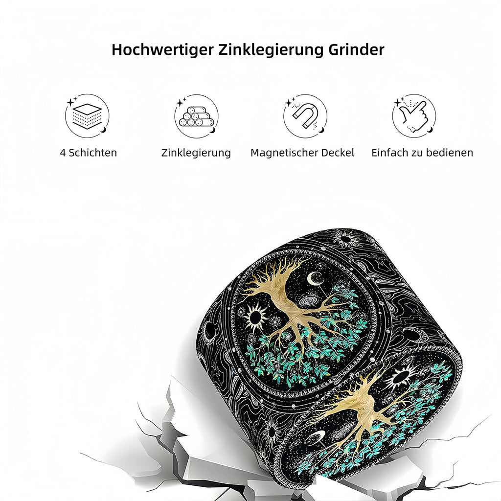 HanTang Metallgrinder 4-teilig Ø 6,1 cm – Robuste Kräutermühle aus Zinklegierung für Hanf, Cannabis & Weed