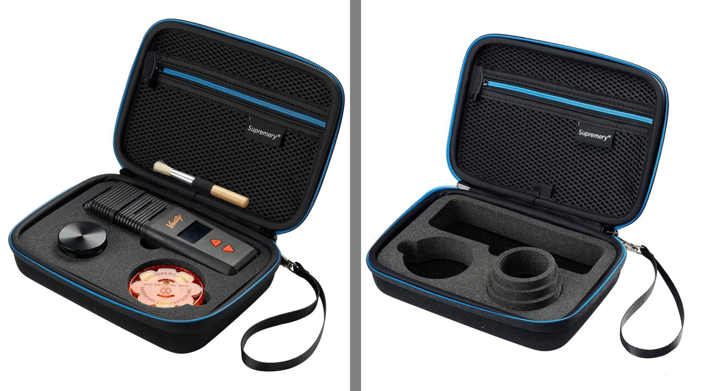 Supremery Tasche für Storz & Bickel VENTY Vaporizer – Wasserabweisende Schutzhülle mit Zubehörfächern & perfekter Passform (Schwarz-Blau)