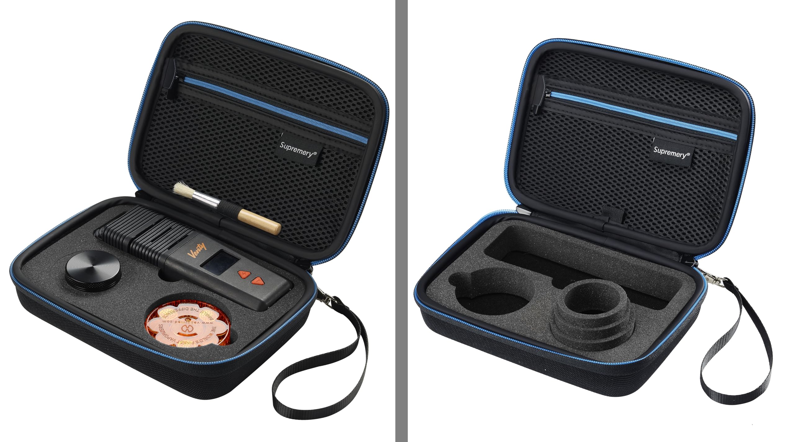 Supremery Tasche für Storz & Bickel VENTY Vaporizer – Wasserabweisende Schutzhülle mit Zubehörfächern & perfekter Passform (Schwarz-Blau)
