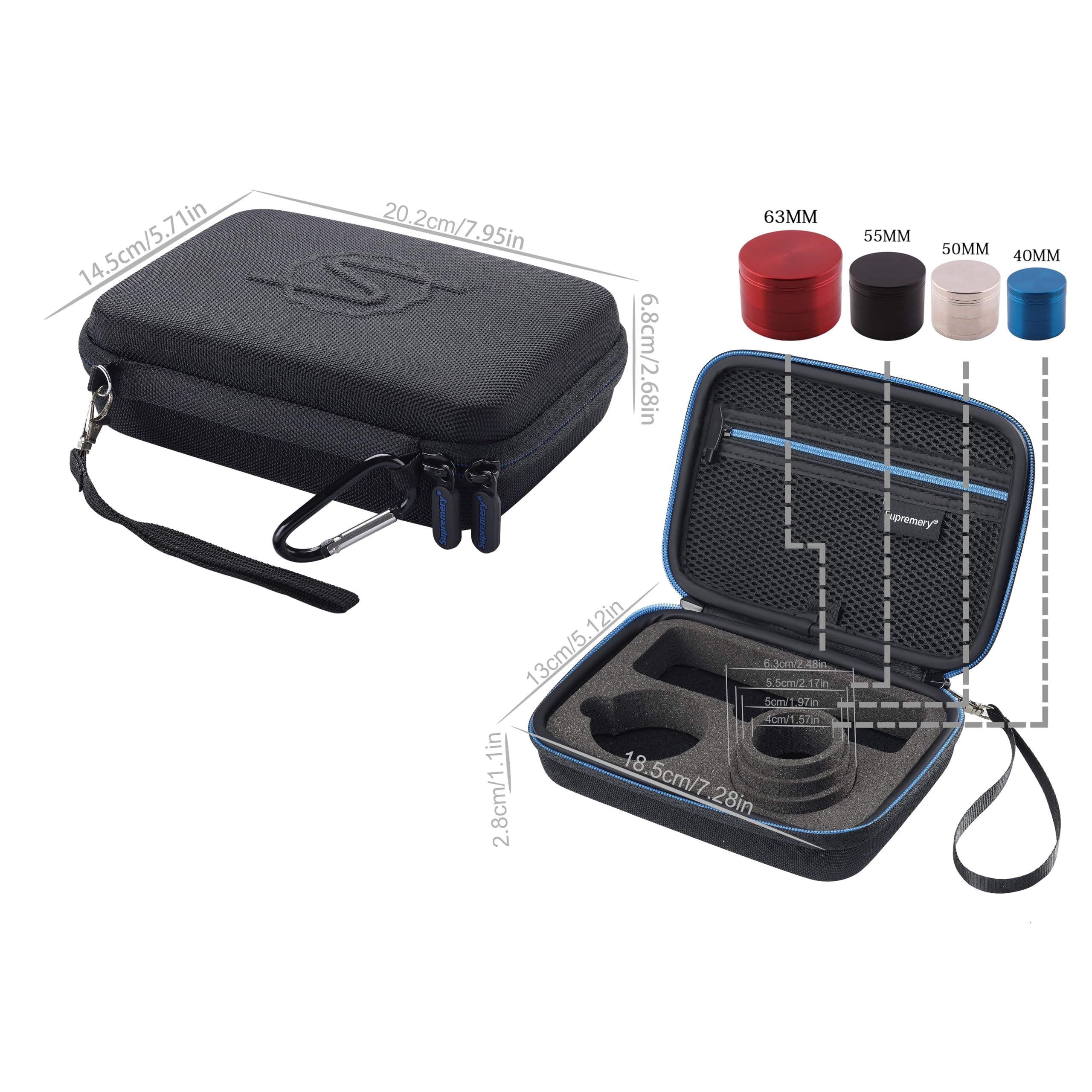 Supremery Tasche für Storz & Bickel VENTY Vaporizer – Wasserabweisende Schutzhülle mit Zubehörfächern & perfekter Passform (Schwarz-Blau)