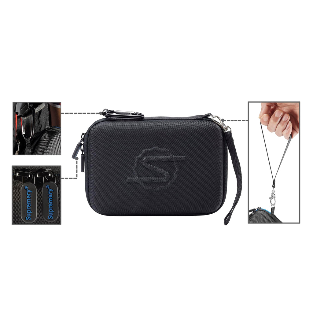 Supremery Tasche für Storz & Bickel VENTY Vaporizer – Wasserabweisende Schutzhülle mit Zubehörfächern & perfekter Passform (Schwarz-Blau)