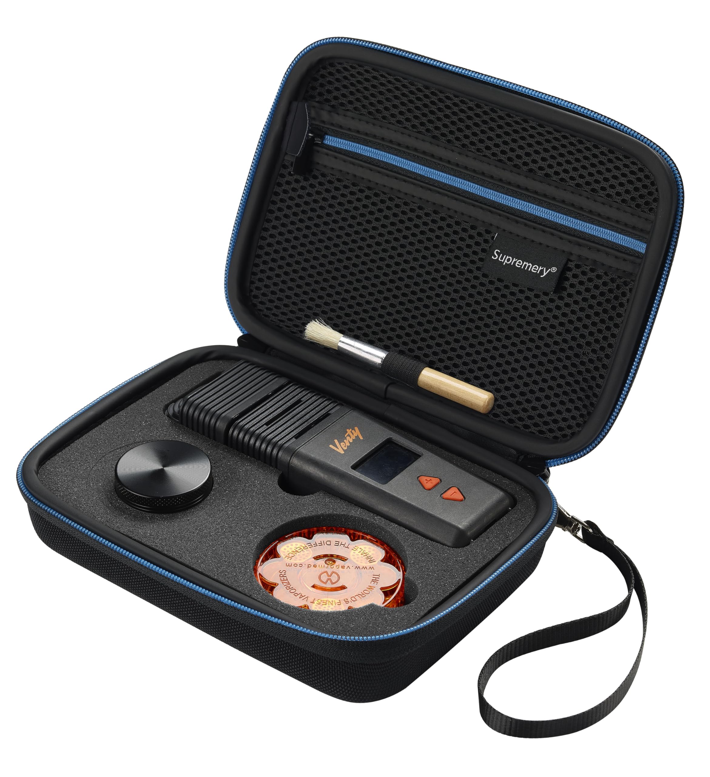 Supremery Tasche für Storz & Bickel VENTY Vaporizer – Wasserabweisende Schutzhülle mit Zubehörfächern & perfekter Passform (Schwarz-Blau)